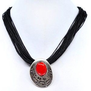 Handmade Greek Key and Coral Necklace